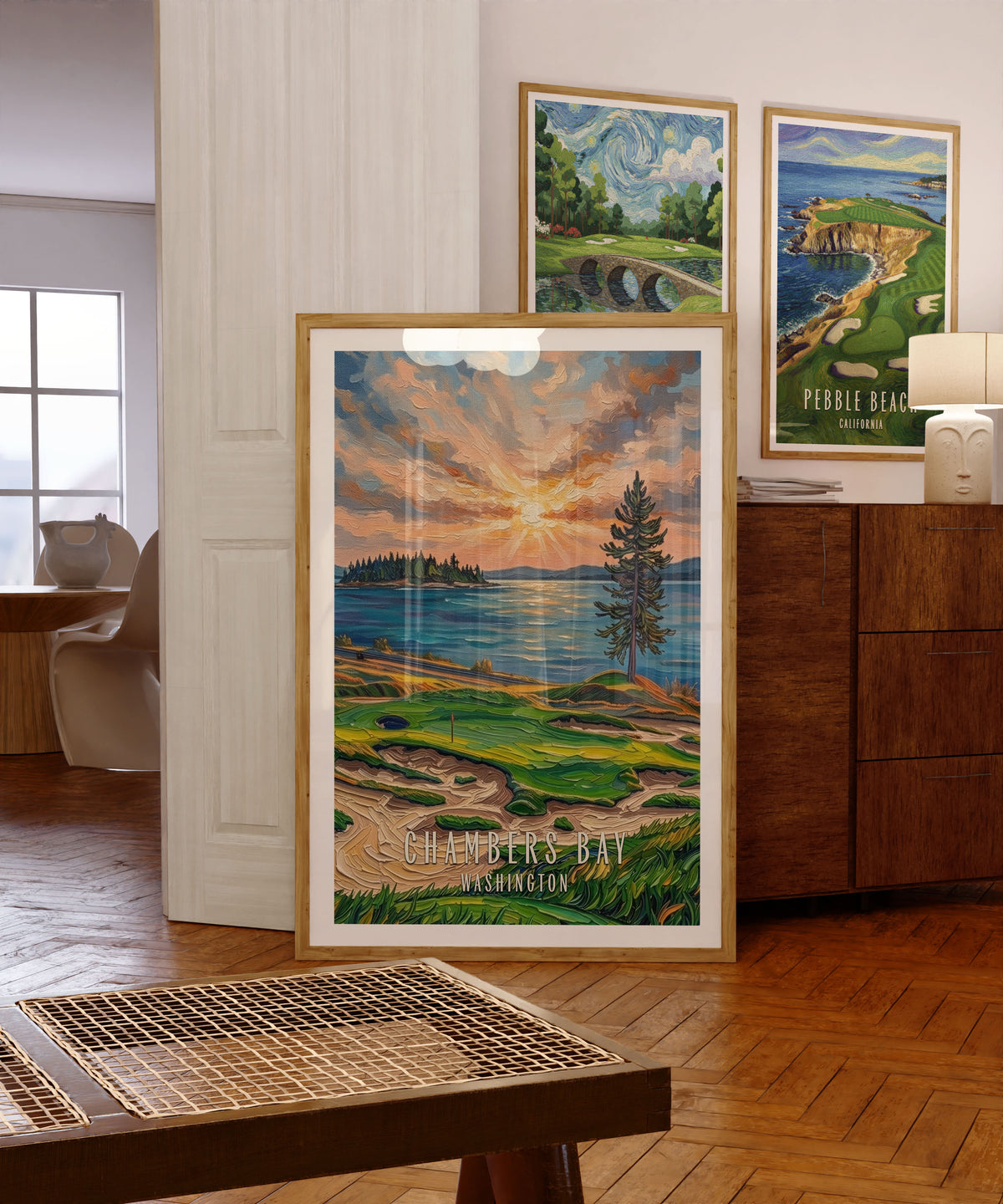 Chambers Bay Vintage Golf Print | 15th Hole | Classic Links Artwork