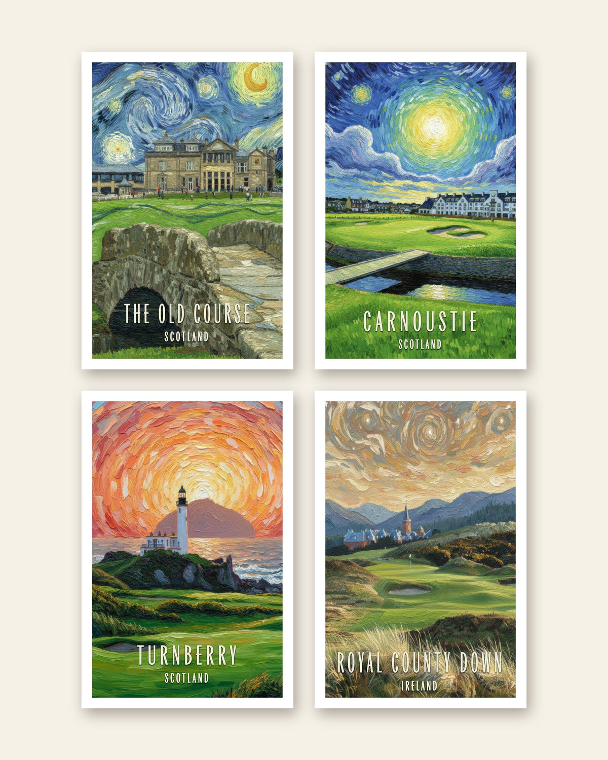Links Legends set of 4 golf prints, unframed