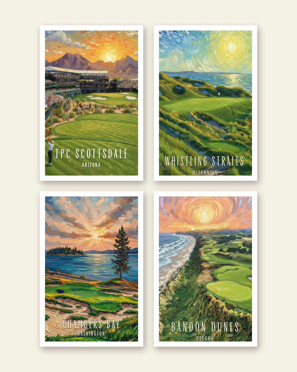 Modern Icons set of 4 golf prints, unframed